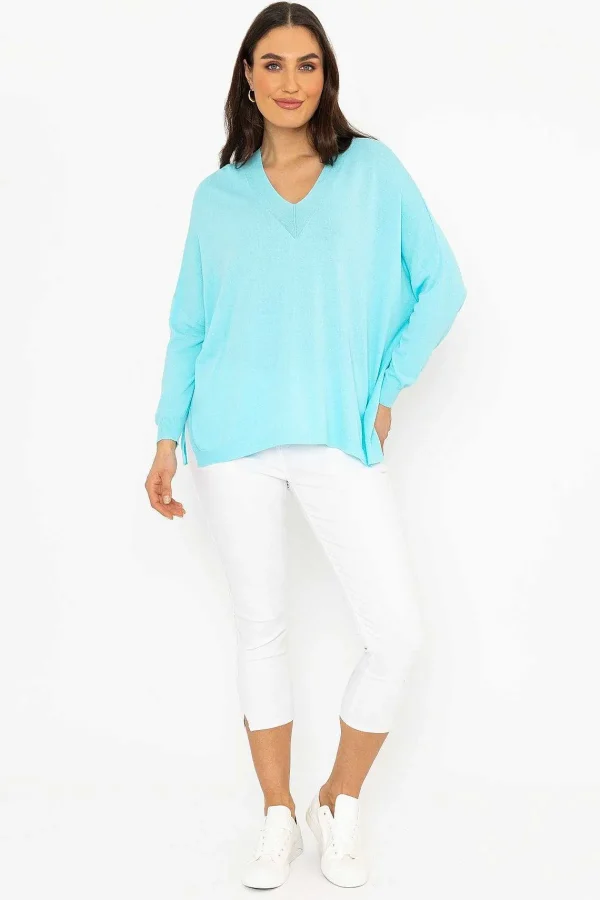 Pala D'oro Oversized V-Neck Jumper In Blue*Women Jumpers & Cardigans