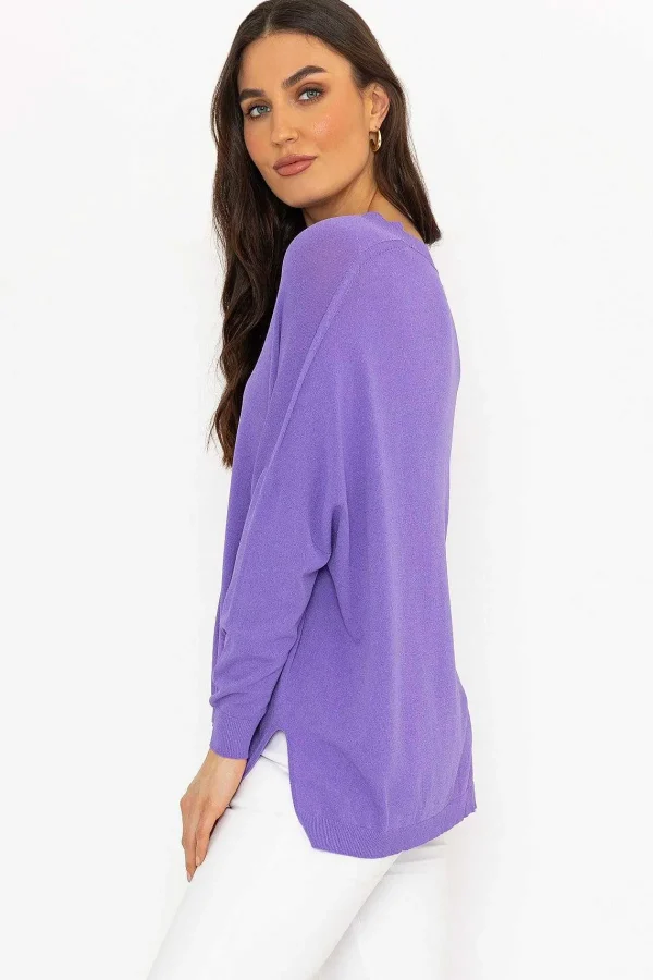 Pala D'oro Oversized V-Neck Jumper In Purple*Women Jumpers & Cardigans