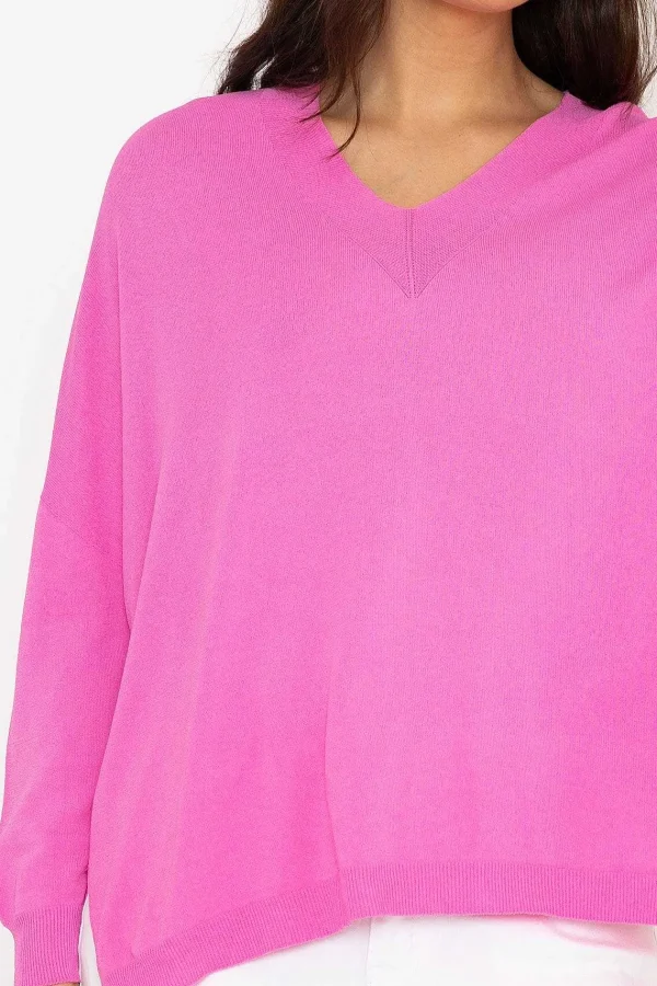 Pala D'oro Oversized V-Neck Jumper In Pink*Women Jumpers & Cardigans