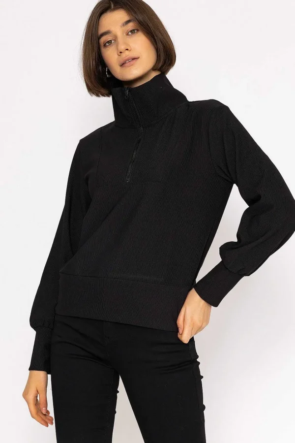 Vero Moda Oversized Zip Sweat Top In Black*Women Hoodies & Sweatshirts