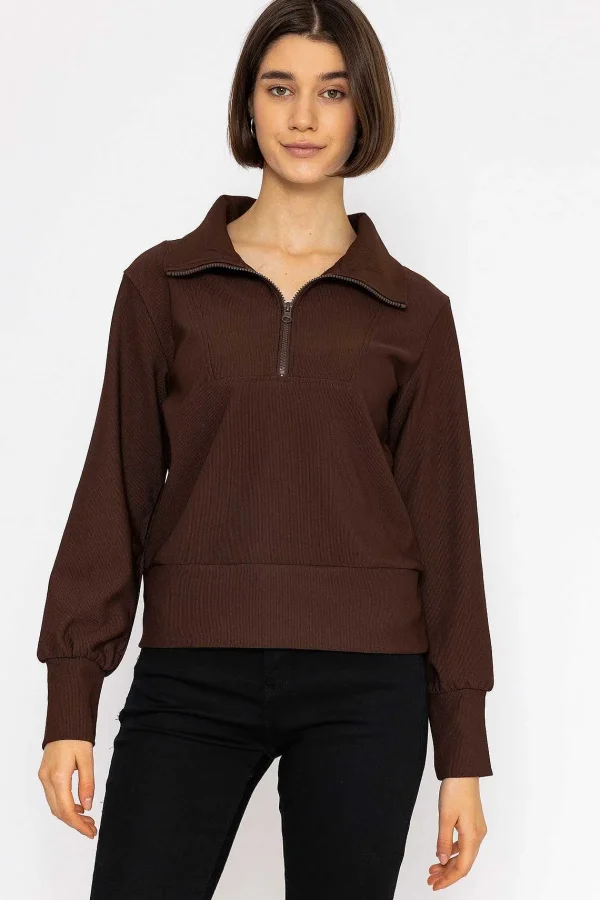Vero Moda Oversized Zip Sweat Top In Coffee*Women Hoodies & Sweatshirts