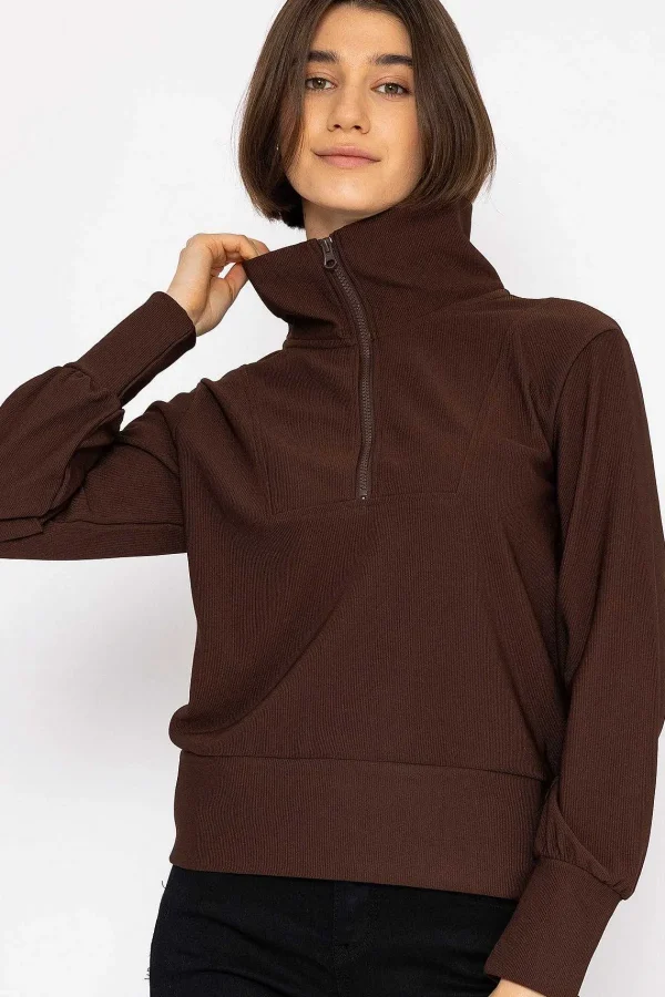 Vero Moda Oversized Zip Sweat Top In Coffee*Women Hoodies & Sweatshirts