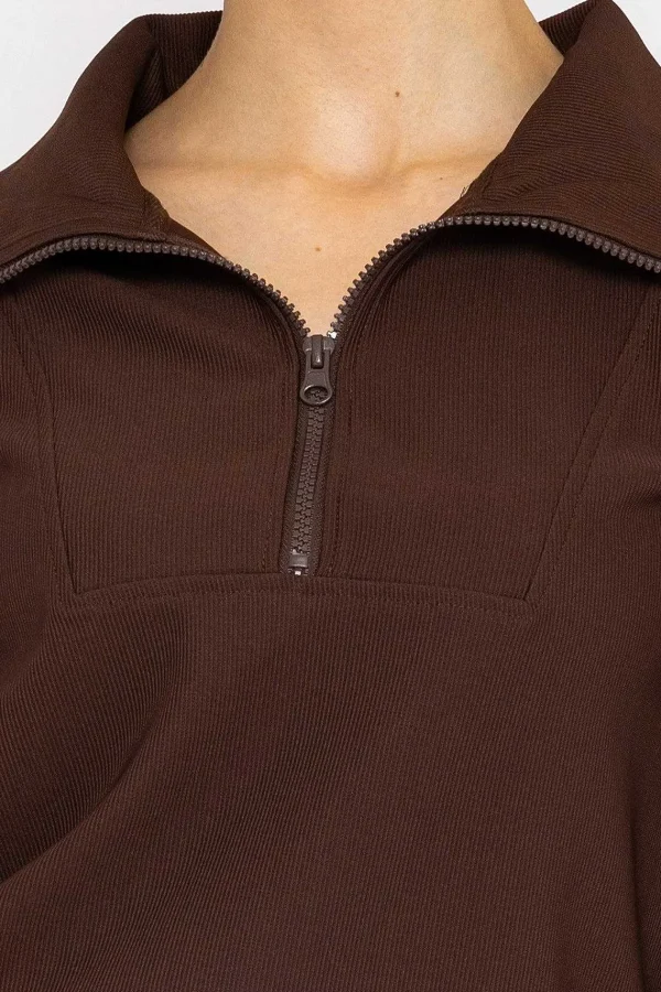 Vero Moda Oversized Zip Sweat Top In Coffee*Women Hoodies & Sweatshirts