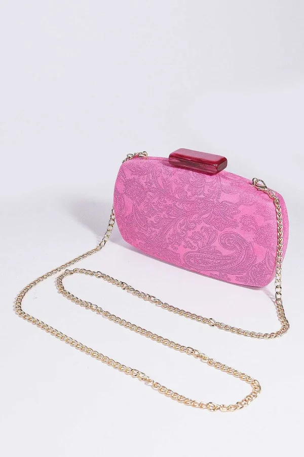 SOUL Accessories Paisley Fabric Clutch In Pink* Teenager