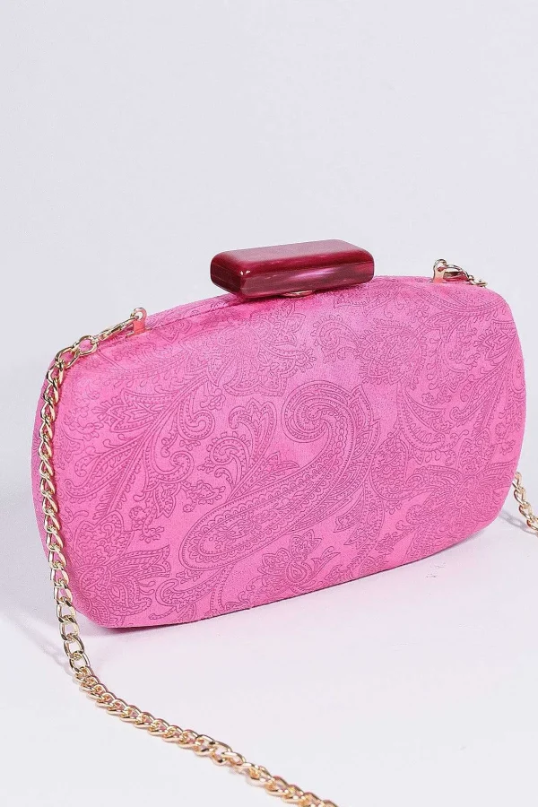SOUL Accessories Paisley Fabric Clutch In Pink* Teenager