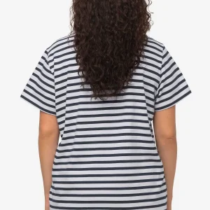 Ulla Popken Palm Print Relaxed Fit Striped Short Sleeve Tee*Women Tops & Blouses