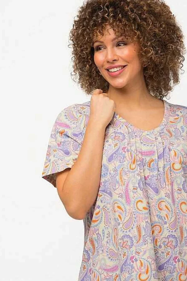Ulla Popken Pastel Paisley Print Top In Multi*Women Tops & Blouses