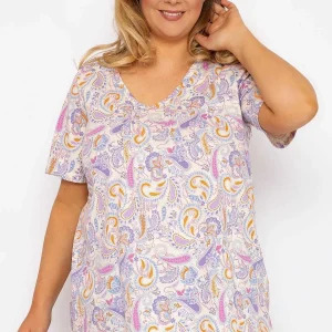 Ulla Popken Pastel Paisley Print Top In Multi*Women Tops & Blouses