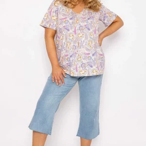 Ulla Popken Pastel Paisley Print Top In Multi*Women Tops & Blouses
