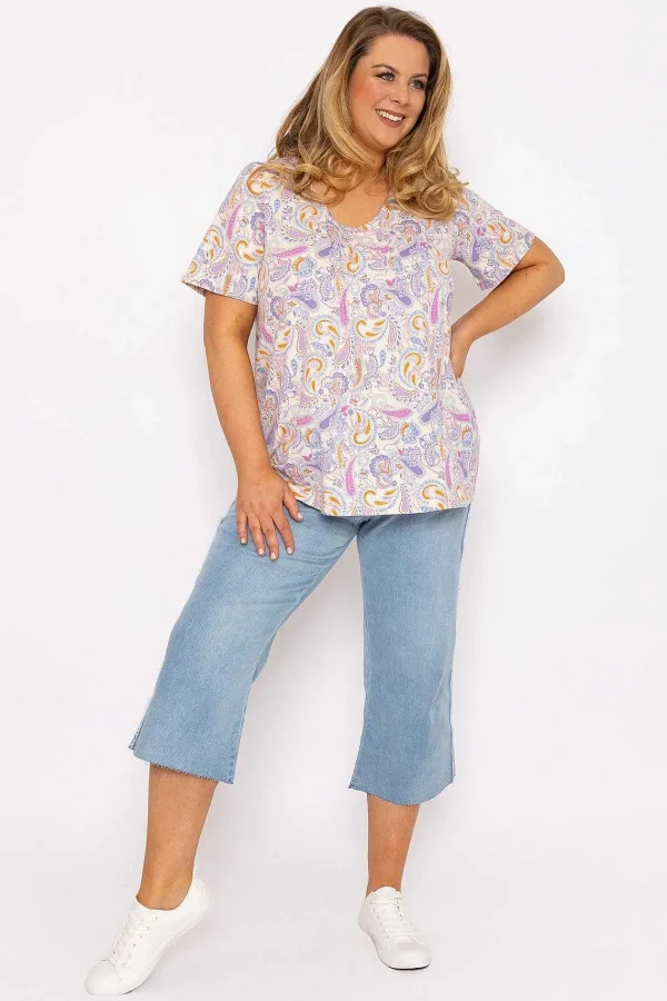Ulla Popken Pastel Paisley Print Top In Multi*Women Tops & Blouses