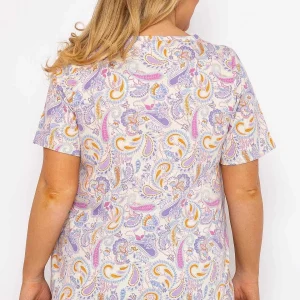Ulla Popken Pastel Paisley Print Top In Multi*Women Tops & Blouses