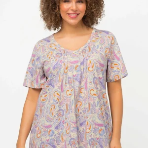 Ulla Popken Pastel Paisley Print Top In Multi*Women Tops & Blouses