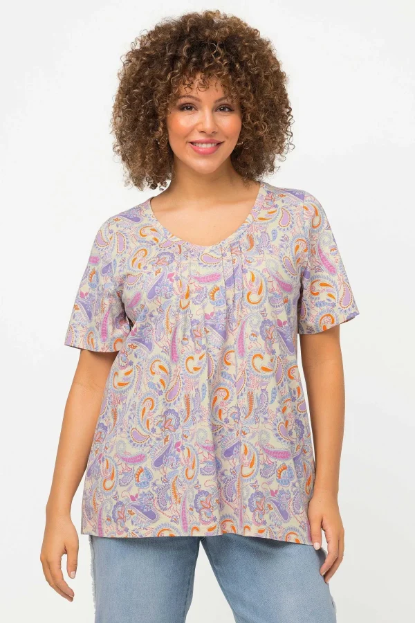 Ulla Popken Pastel Paisley Print Top In Multi*Women Tops & Blouses