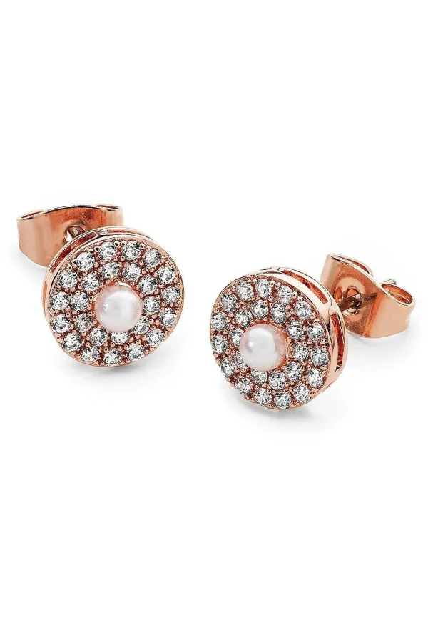 Tipperary Crystal Jewellery Pave Circle With Pearl Centre Earrings* Boxed Gifts