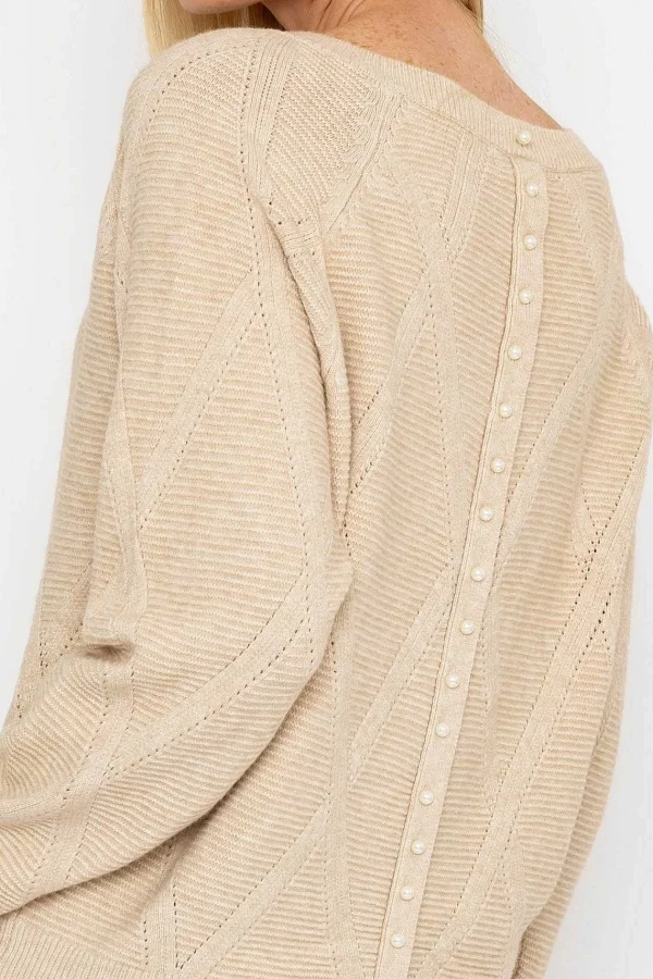 J'aime la Vie Pearl Back Knit In Beige*Women Jumpers & Cardigans