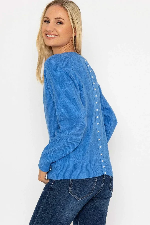 J'aime la Vie Pearl Back Knit In Blue*Women Jumpers & Cardigans