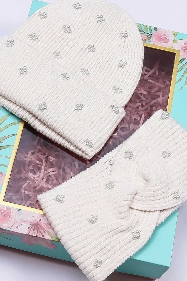 SOUL Accessories Pearl Headband And Beanie In Cream* Teenager