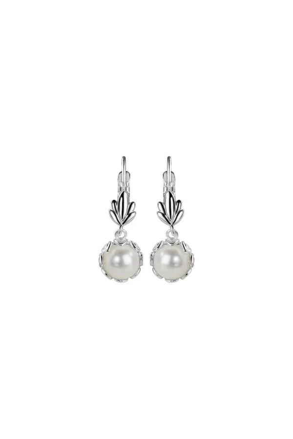 Newbridge Silverware Jewellery Pearl Leaf Drop Earrings* Boxed Gifts