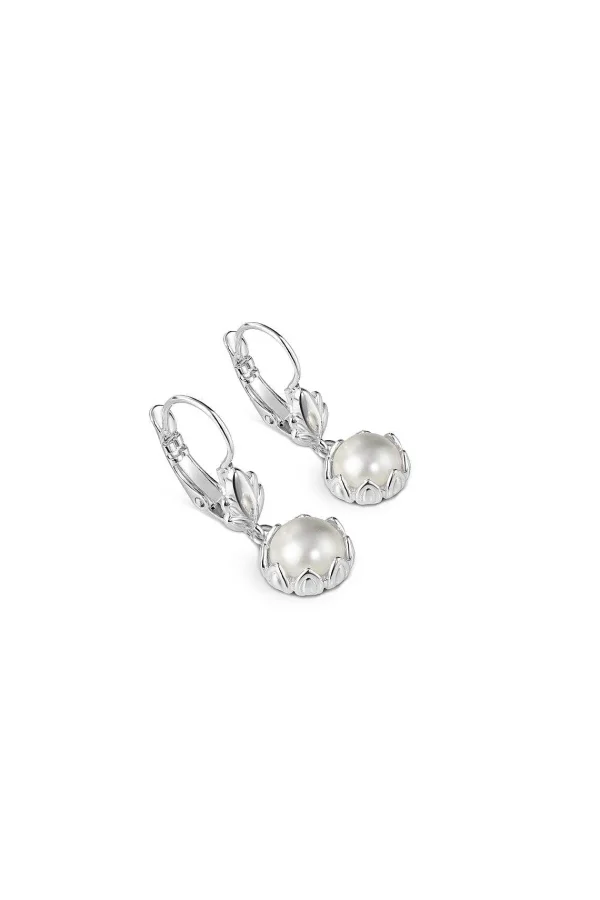 Newbridge Silverware Jewellery Pearl Leaf Drop Earrings* Boxed Gifts