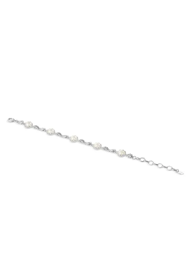 Newbridge Silverware Jewellery Pearl Leaf Link Bracelet* Boxed Gifts