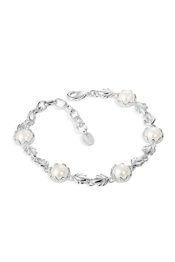 Newbridge Silverware Jewellery Pearl Leaf Link Bracelet* Boxed Gifts