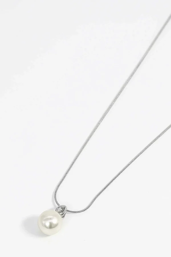 Joularie Pearl Pendant Necklace In Silver*Women As Seen On Social