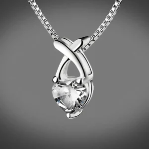 Newbridge Silverware Jewellery Pendant Clear Heart Stone* Boxed Gifts