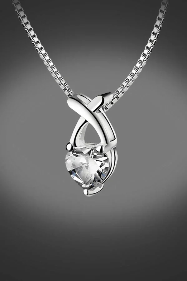 Newbridge Silverware Jewellery Pendant Clear Heart Stone* Boxed Gifts