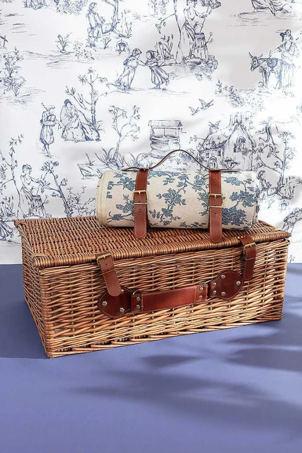 Carraig Donn HOME 4 Person Picnic Basket Blue Floral* Homeware