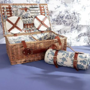 Carraig Donn HOME 4 Person Picnic Basket Blue Floral* Homeware