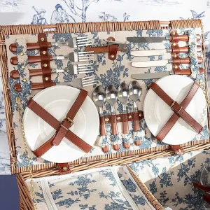 Carraig Donn HOME 4 Person Picnic Basket Blue Floral* Homeware