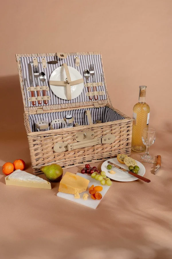 Carraig Donn HOME 2 Person Picnic Basket Natural Stripe* Homeware