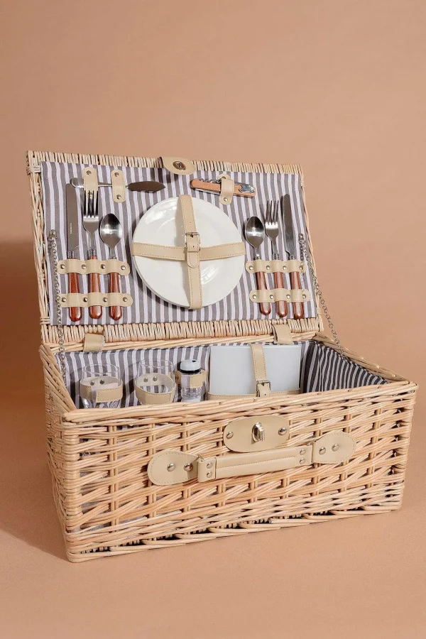 Carraig Donn HOME 2 Person Picnic Basket Natural Stripe* Homeware
