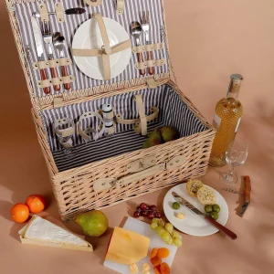 Carraig Donn HOME 2 Person Picnic Basket Natural Stripe* Homeware