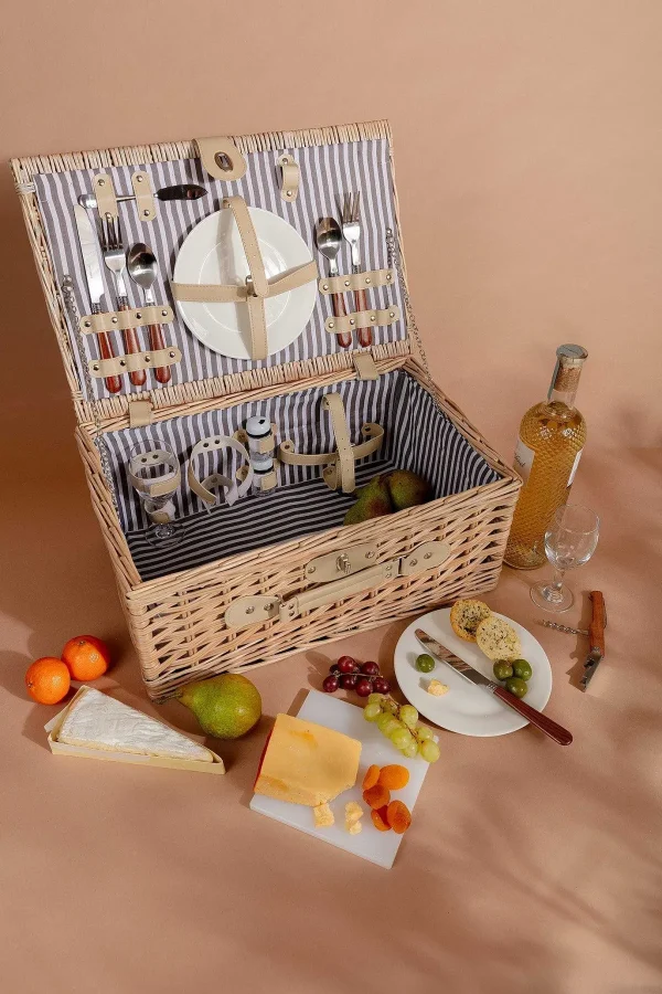 Carraig Donn HOME 2 Person Picnic Basket Natural Stripe* Homeware