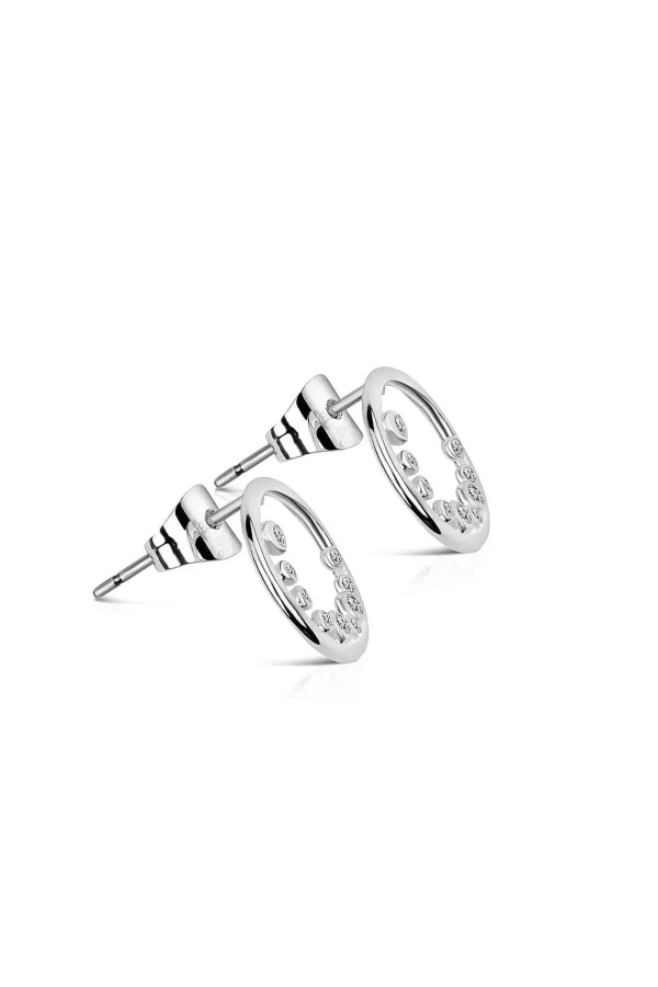 Newbridge Silverware Jewellery Petite Circular Earrings With Clear Stones* Boxed Gifts