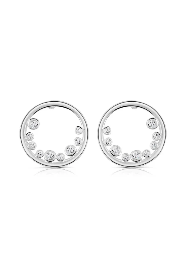 Newbridge Silverware Jewellery Petite Circular Earrings With Clear Stones* Boxed Gifts