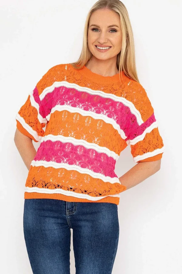 Pala D'oro Pink And Orange Stripe Knit Jumper*Women Jumpers & Cardigans