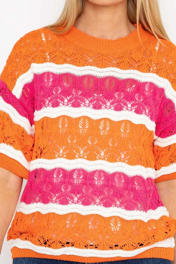 Pala D'oro Pink And Orange Stripe Knit Jumper*Women Jumpers & Cardigans