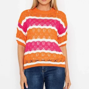 Pala D'oro Pink And Orange Stripe Knit Jumper*Women Jumpers & Cardigans
