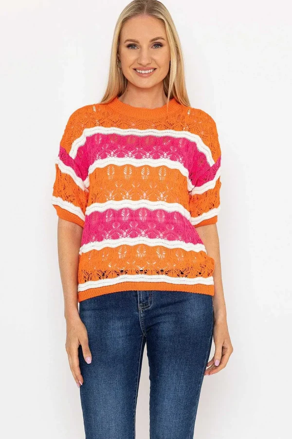 Pala D'oro Pink And Orange Stripe Knit Jumper*Women Jumpers & Cardigans