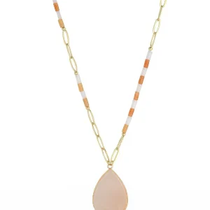 Knight & Day Pink Aventurine Gemstone Mid Length Necklace* Necklaces