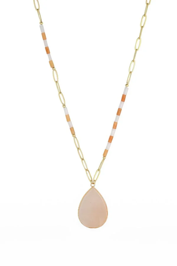 Knight & Day Pink Aventurine Gemstone Mid Length Necklace* Necklaces