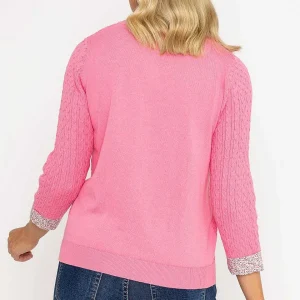 Voulez Vous Pink Cable Knit Sweater With Shirt Collar*Women Jumpers & Cardigans