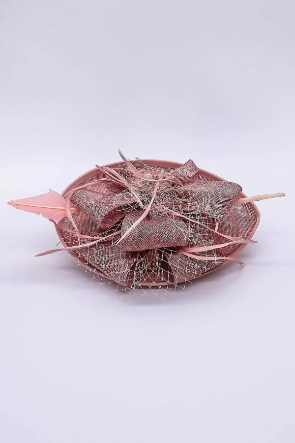 SOUL Accessories Pink Hairband Net & Feather Fascinator* Fascinators