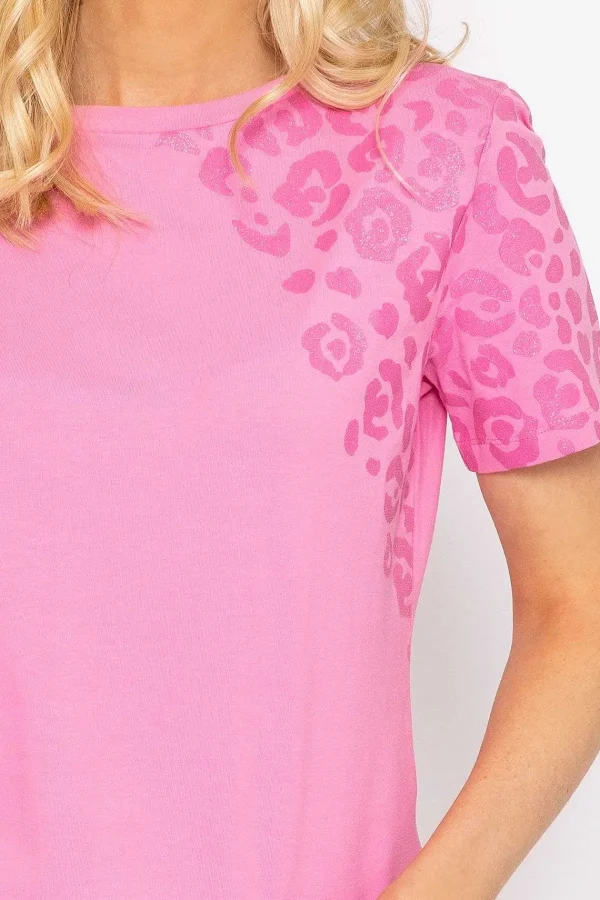 Kelly & Grace Weekend Pink Leopard Cotton T-Shirt*Women Tops & Blouses