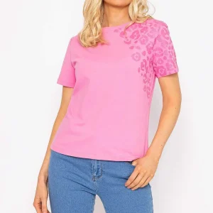 Kelly & Grace Weekend Pink Leopard Cotton T-Shirt*Women Tops & Blouses