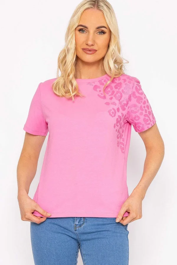 Kelly & Grace Weekend Pink Leopard Cotton T-Shirt*Women Tops & Blouses