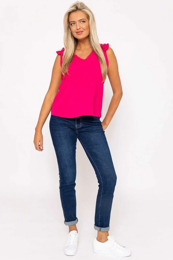 Rowen Avenue Pink Sleeveless Ruffle Top*Women Tops & Blouses