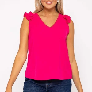 Rowen Avenue Pink Sleeveless Ruffle Top*Women Tops & Blouses
